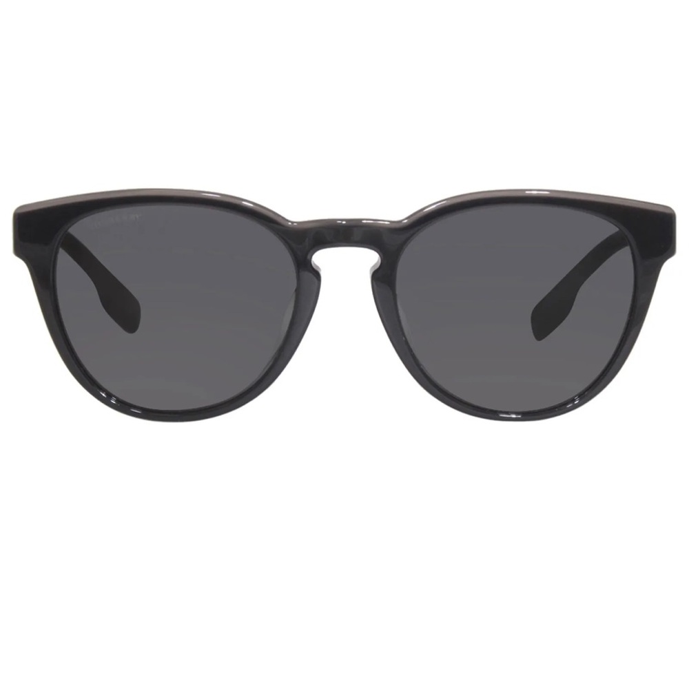 New Burberry BE4310 Round Shiny Black/Gray Sunglasses Authentic